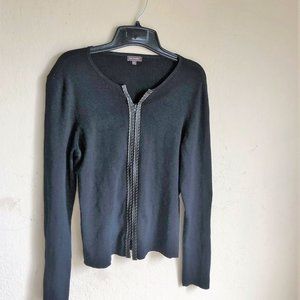 New Frontier Black Silk Blend Cardigan Sweater